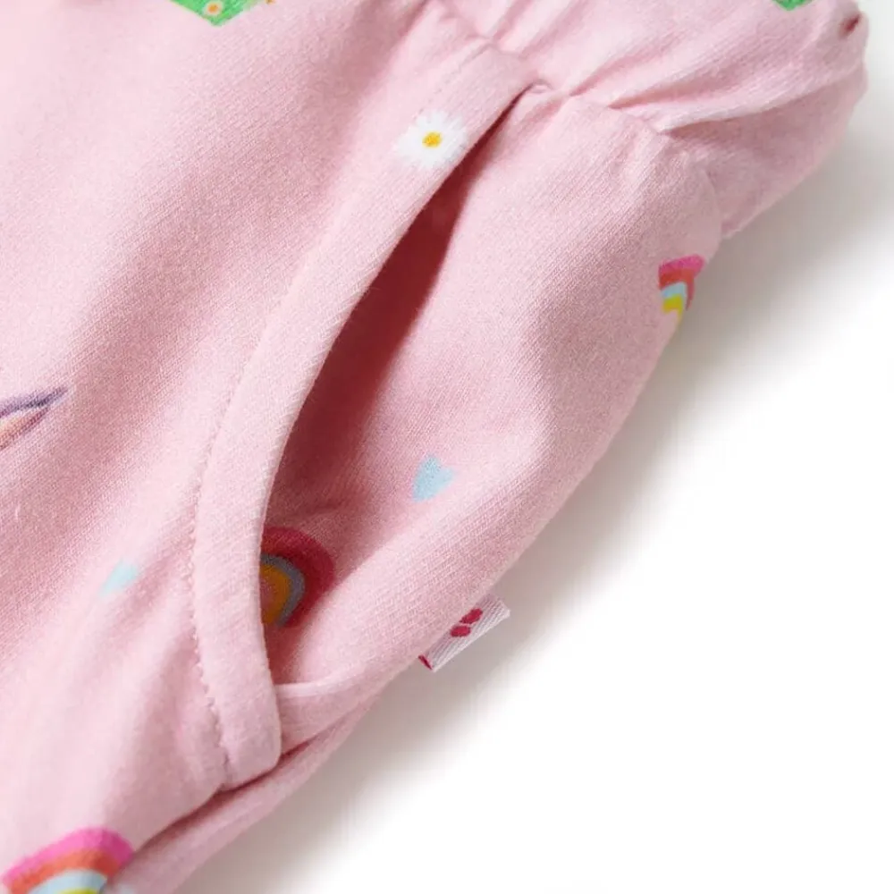 vidaXL Ropa Y Accesorios-Pantalones cortos infantiles con cordón rosa claro 128