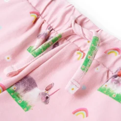 vidaXL Ropa Y Accesorios-Pantalones cortos infantiles con cordón rosa claro 128