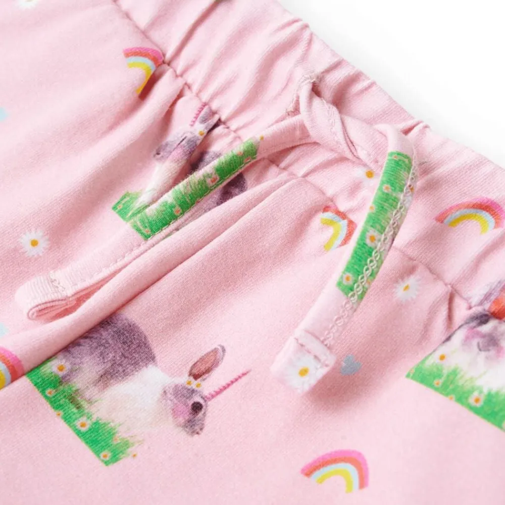 vidaXL Ropa Y Accesorios-Pantalones cortos infantiles con cordón rosa claro 128