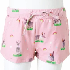 vidaXL Ropa Y Accesorios-Pantalones cortos infantiles con cordón rosa claro 128