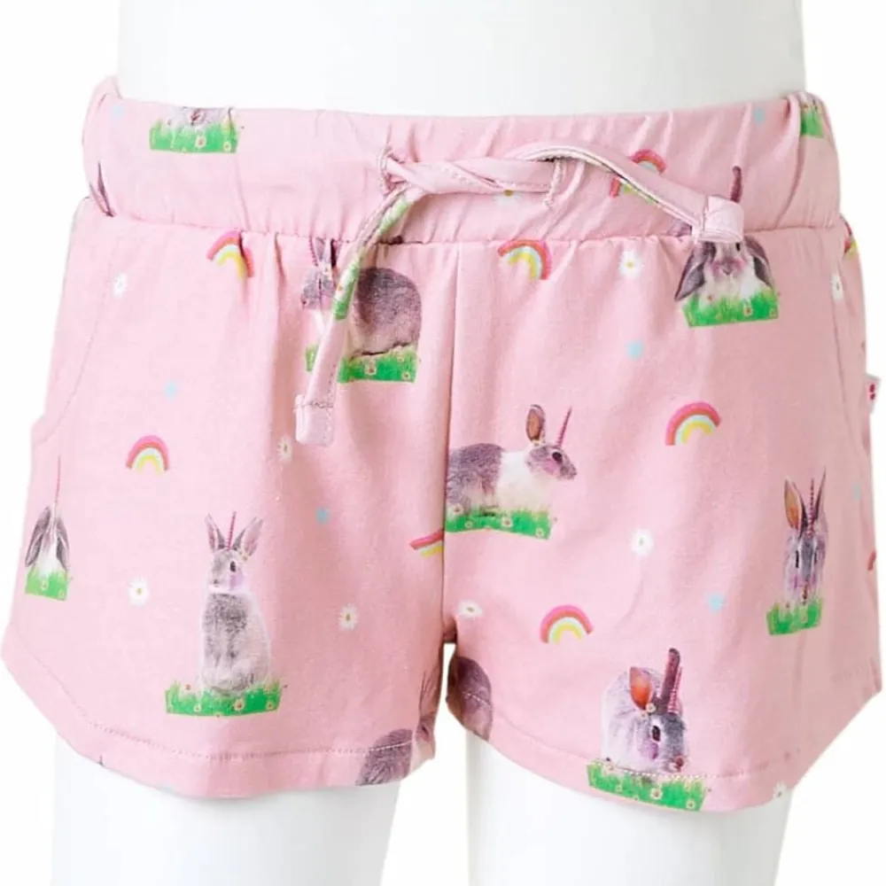 vidaXL Ropa Y Accesorios-Pantalones cortos infantiles con cordón rosa claro 128