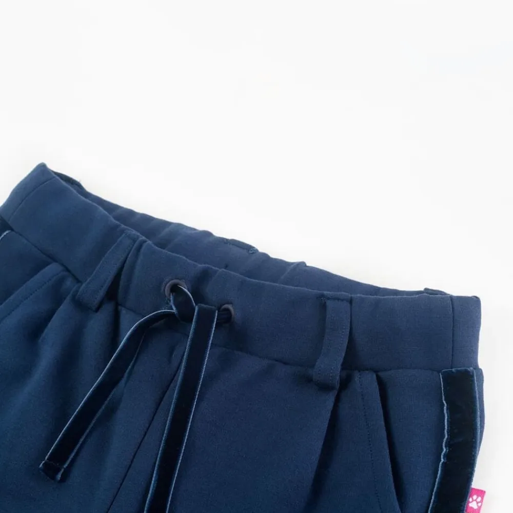 vidaXL Ropa Y Accesorios-Pantalones infantiles con ribetes negros azul marino 104