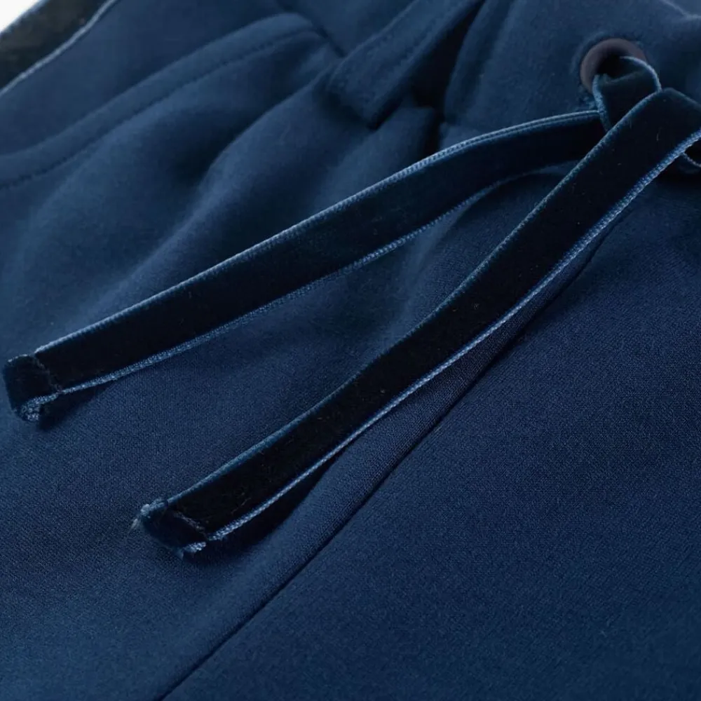 vidaXL Ropa Y Accesorios-Pantalones infantiles con ribetes negros azul marino 104