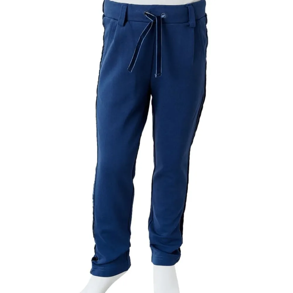 vidaXL Ropa Y Accesorios-Pantalones infantiles con ribetes negros azul marino 104