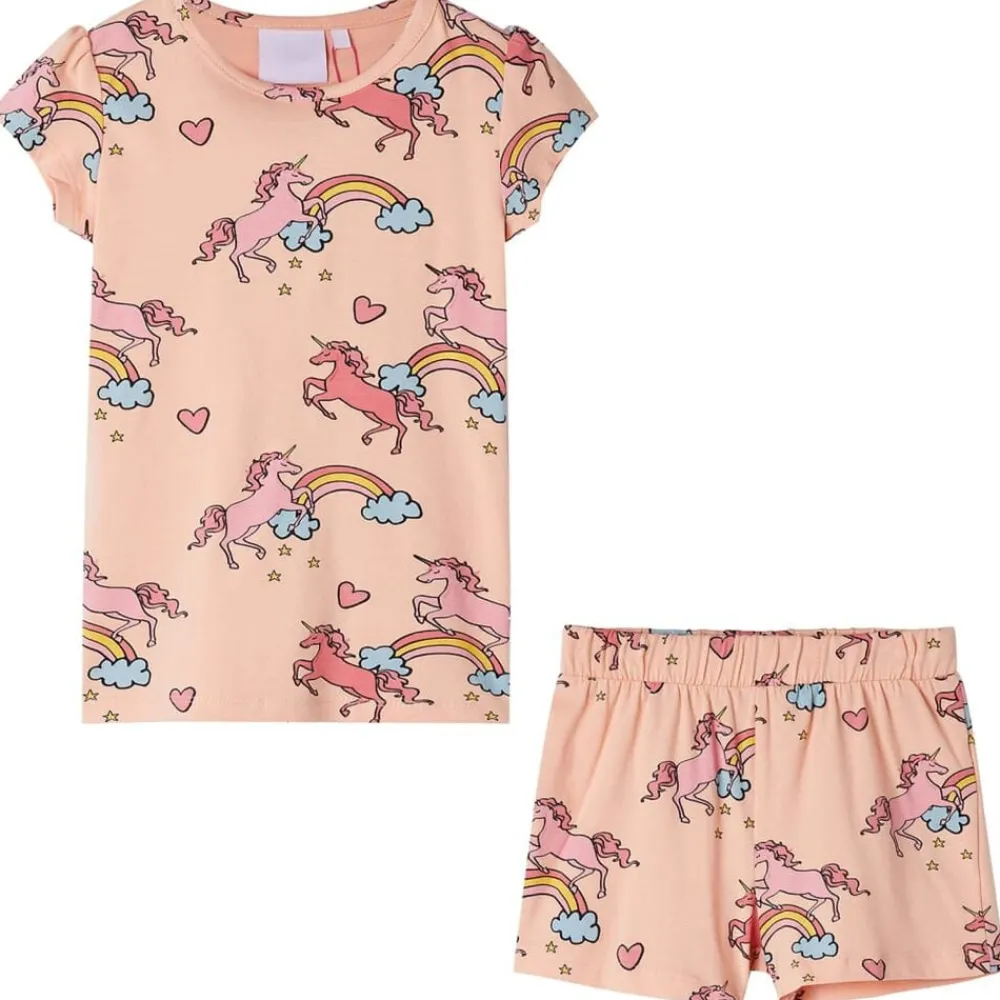 vidaXL Ropa Y Accesorios-Pijama infantil de manga corta naranja claro 92