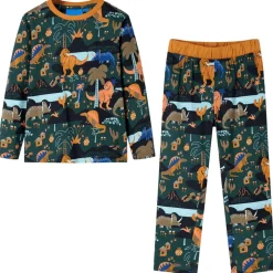 vidaXL Pijama infantil de manga larga verde oscuro 92