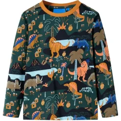 vidaXL Pijama infantil de manga larga verde oscuro 92