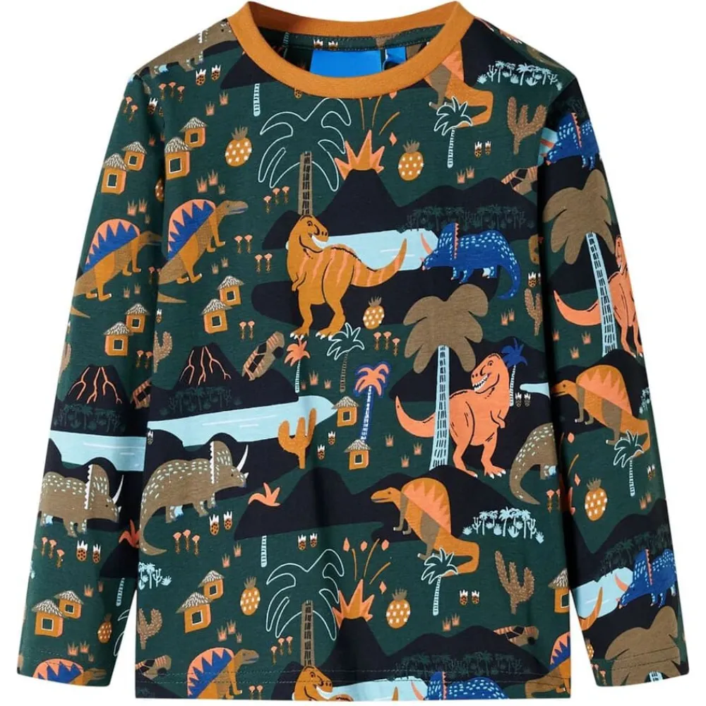 vidaXL Pijama infantil de manga larga verde oscuro 92