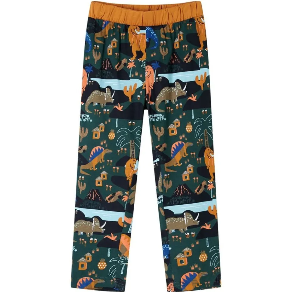 vidaXL Pijama infantil de manga larga verde oscuro 92