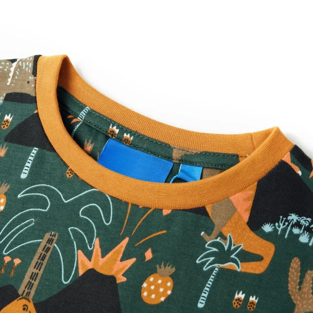 vidaXL Pijama infantil de manga larga verde oscuro 92