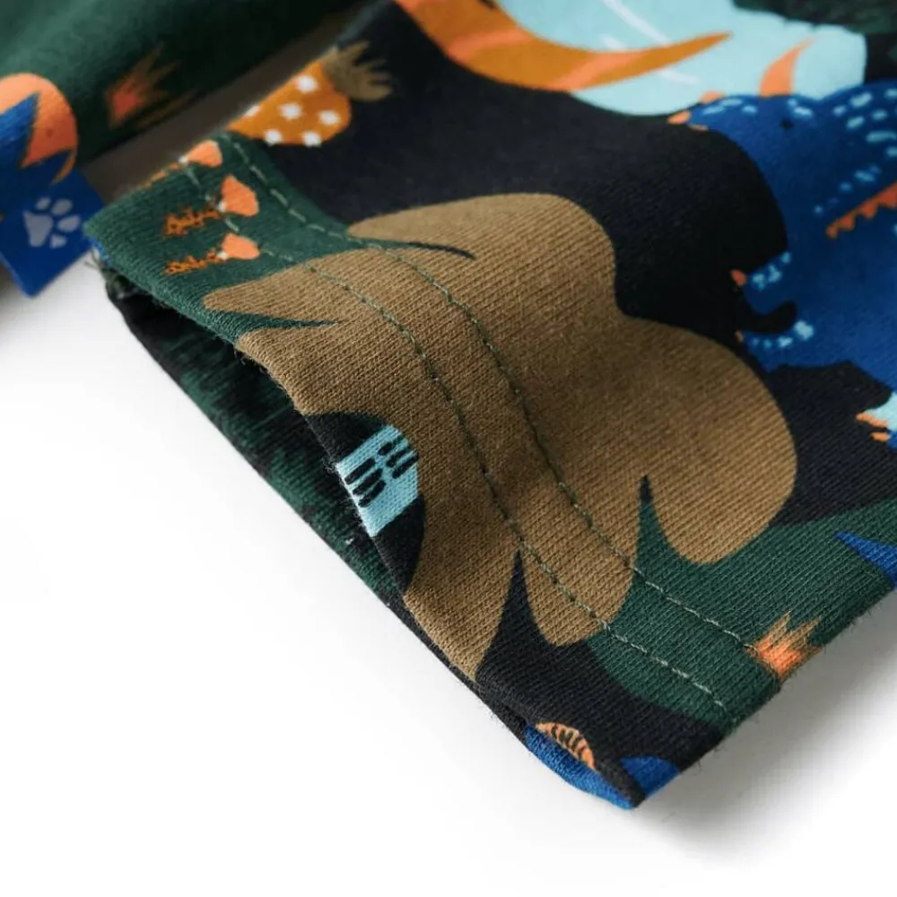 vidaXL Pijama infantil de manga larga verde oscuro 92
