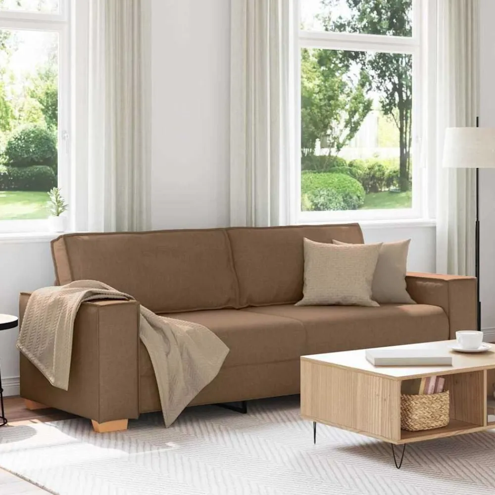 vidaXL Sofá de 3 plazas de tela marrón, 180 cm Marrón Online