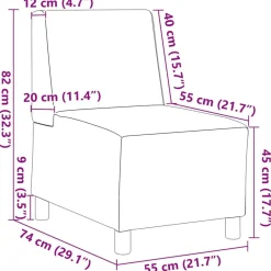 vidaXL Sofás-Sofá modular sin brazos de terciopelo de 55 cm