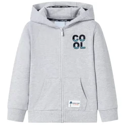 vidaXL Sudadera infantil con capucha y cremallera 92 Gris Sale
