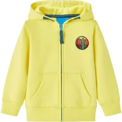 vidaXL Sudadera infantil con capucha y cremallera amarillo claro 92 New