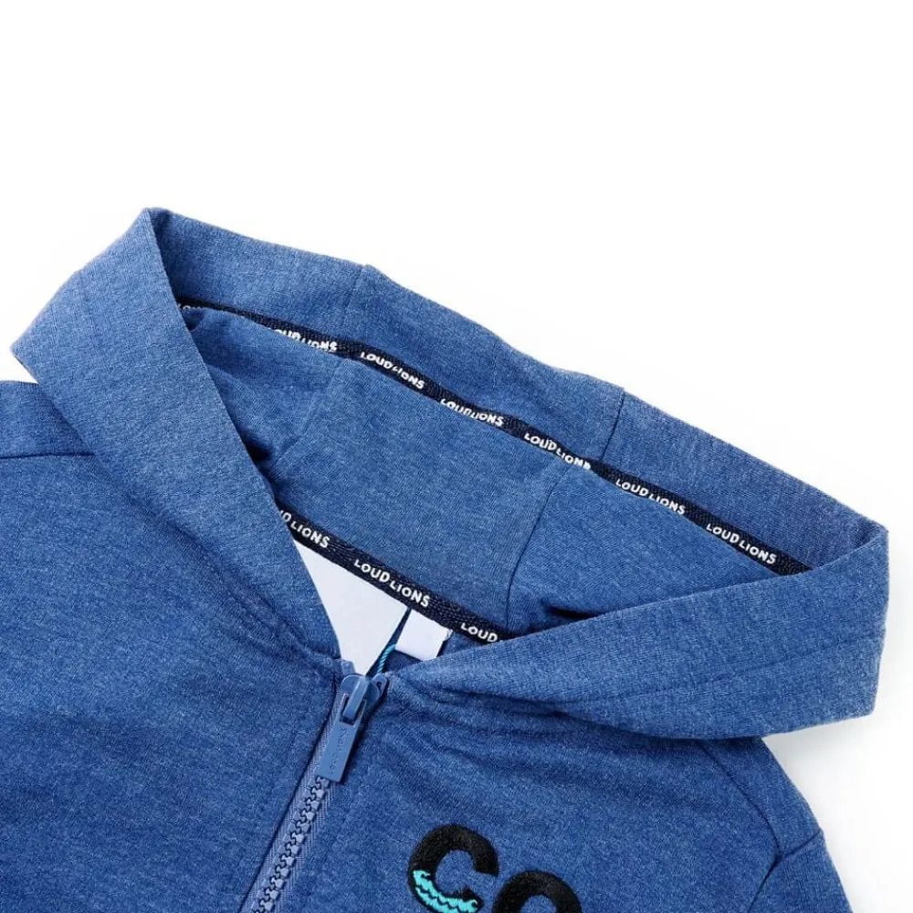 vidaXL Sudadera infantil con capucha y cremallera oscuro mélange 92 Azul