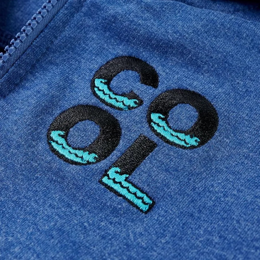 vidaXL Sudadera infantil con capucha y cremallera oscuro mélange 92 Azul