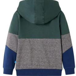 vidaXL Sudadera infantil con capucha y cremallera verde oscuro 92 Best