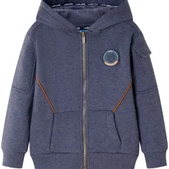 vidaXL Sudadera infantil con capucha y cremallera azul oscuro mélange 92 Clearance