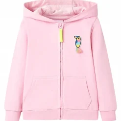 vidaXL Ropa Y Accesorios-Sudadera infantil con capucha y cremallera rosa 92