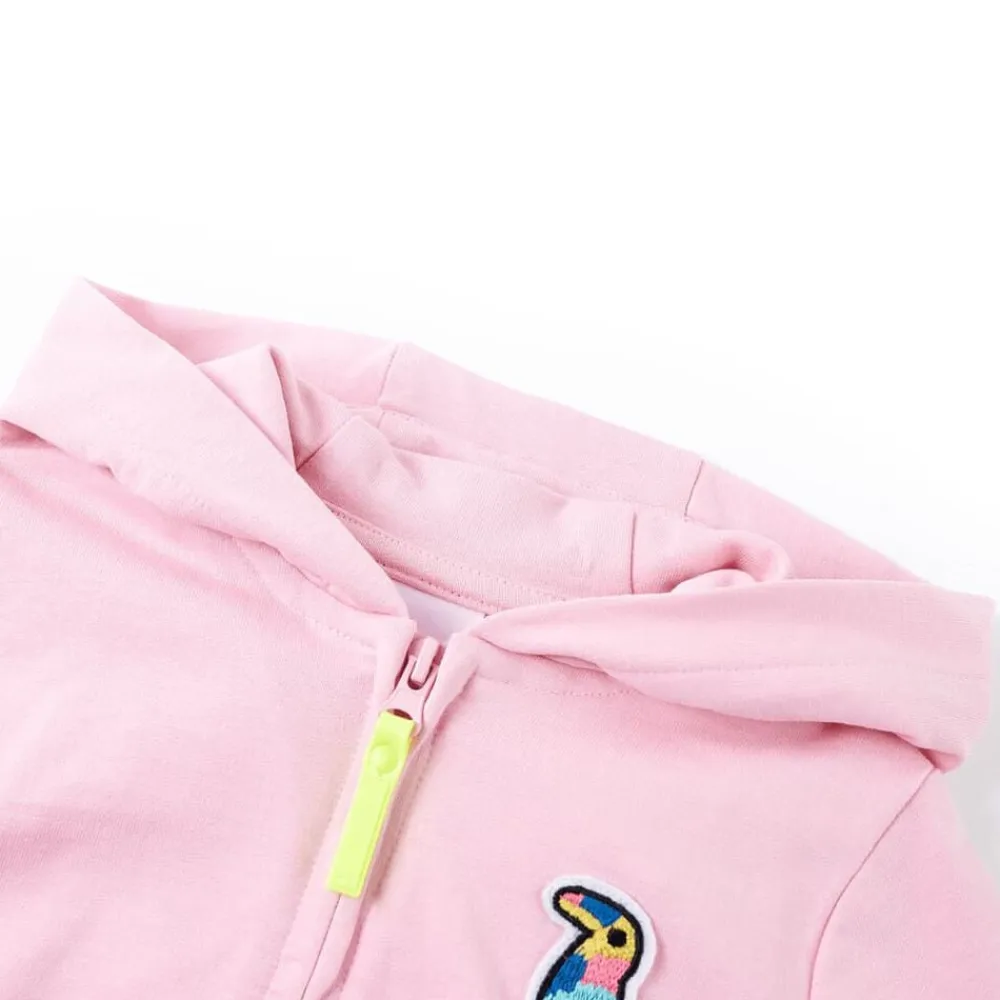 vidaXL Ropa Y Accesorios-Sudadera infantil con capucha y cremallera rosa 92
