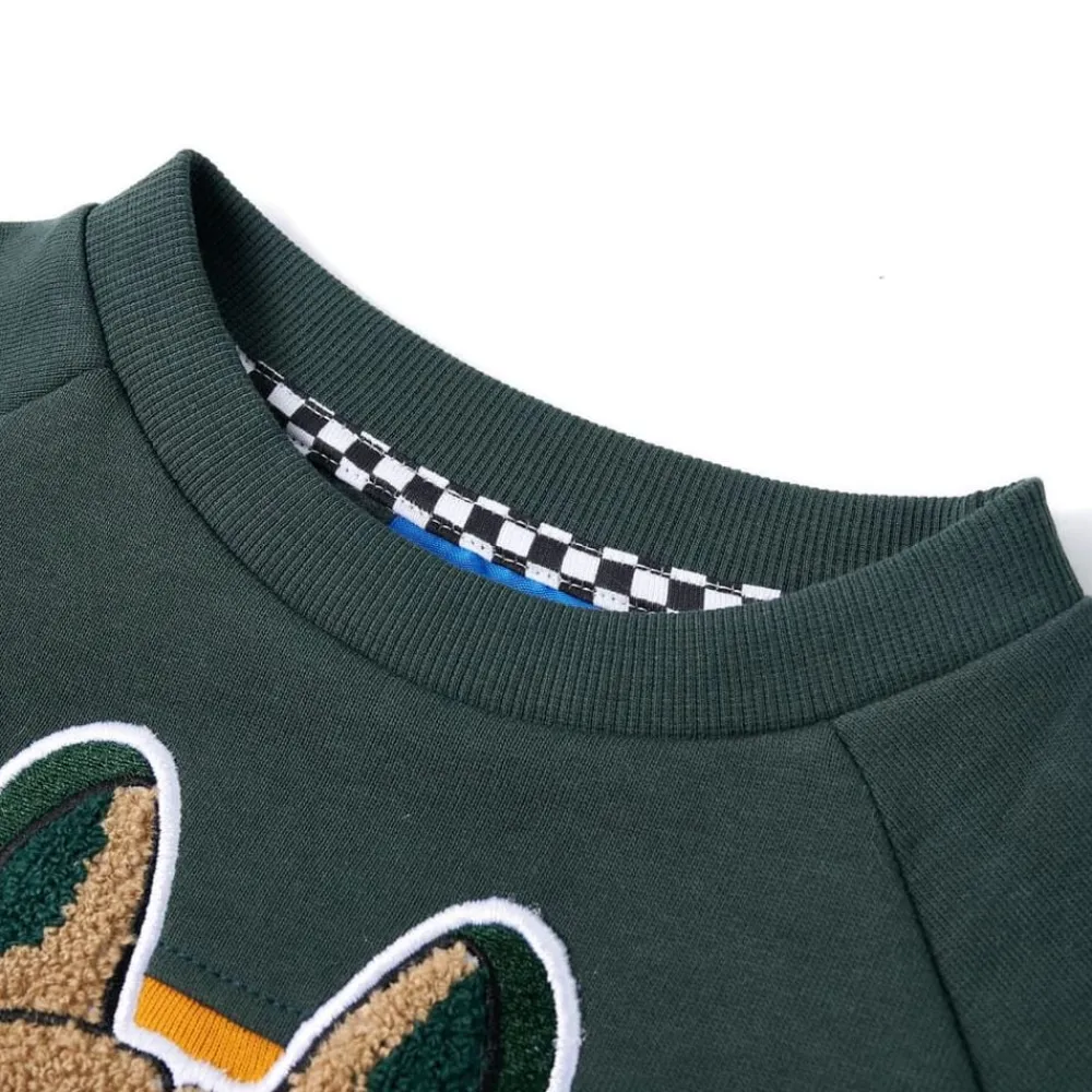 vidaXL Sudadera infantil verde oscuro 104 New