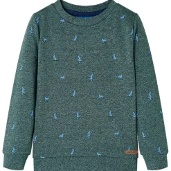 vidaXL Sudadera infantil verde oscuro melange 104 Clearance