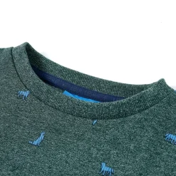 vidaXL Sudadera infantil verde oscuro melange 104 Clearance