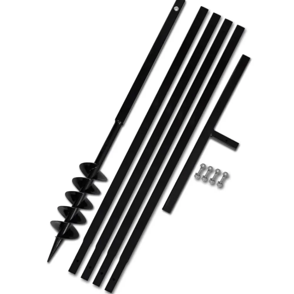 vidaXL Taladro De Tierra Con Mango 100 mm Con Tubo De Extensión 5 M Acero Outlet