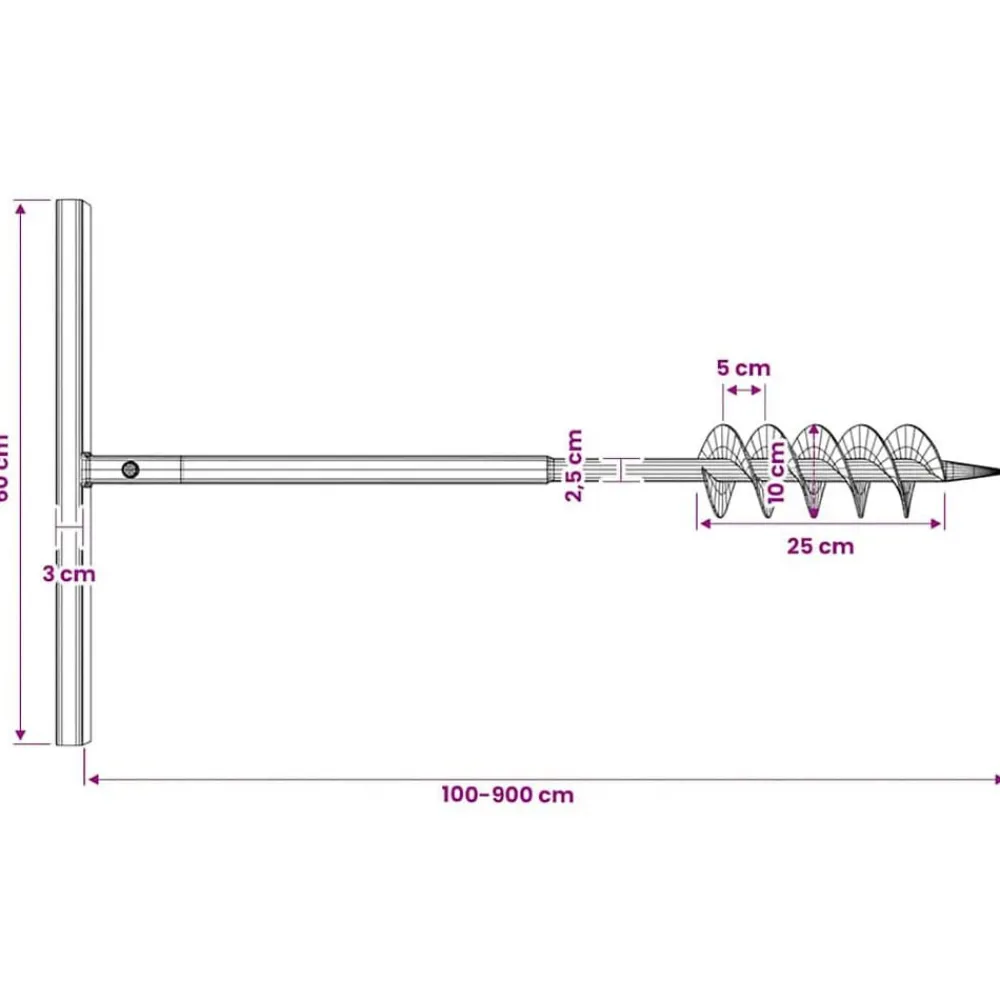 vidaXL Taladro De Tierra Con Mango 100 mm Con Tubo De Extensión 9 M Acero Sale