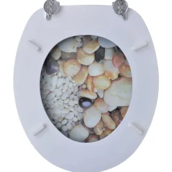 vidaXL Fontanería-Tapa de wc de madera MDF, con estampado de piedras