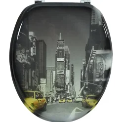 vidaXL Fontanería-Tapa de wc de madera MDF, con modelo de Nueva York