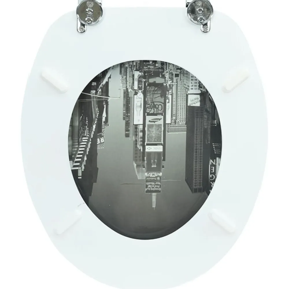 vidaXL Fontanería-Tapa de wc de madera MDF, con modelo de Nueva York
