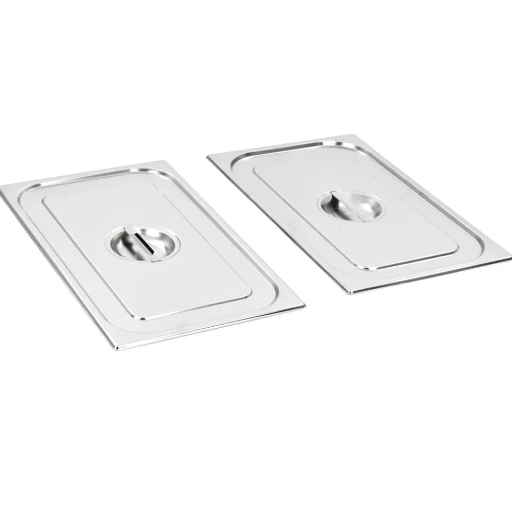 vidaXL Tapas para bandejas Gastronorm 1/1 acero inoxidable 2 unidades Best