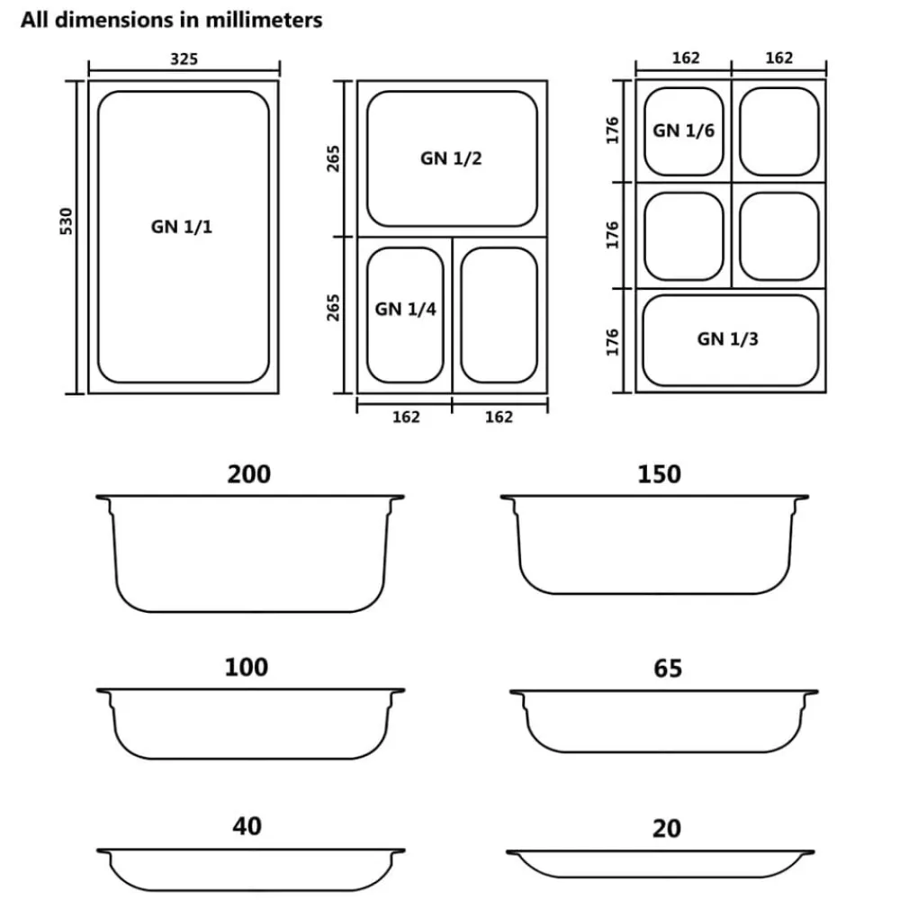 vidaXL Tapas para bandejas Gastronorm 1/1 acero inoxidable 2 unidades Best
