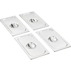vidaXL Tapas para bandejas Gastronorm 1/3 acero inoxidable 4 unidades Clearance