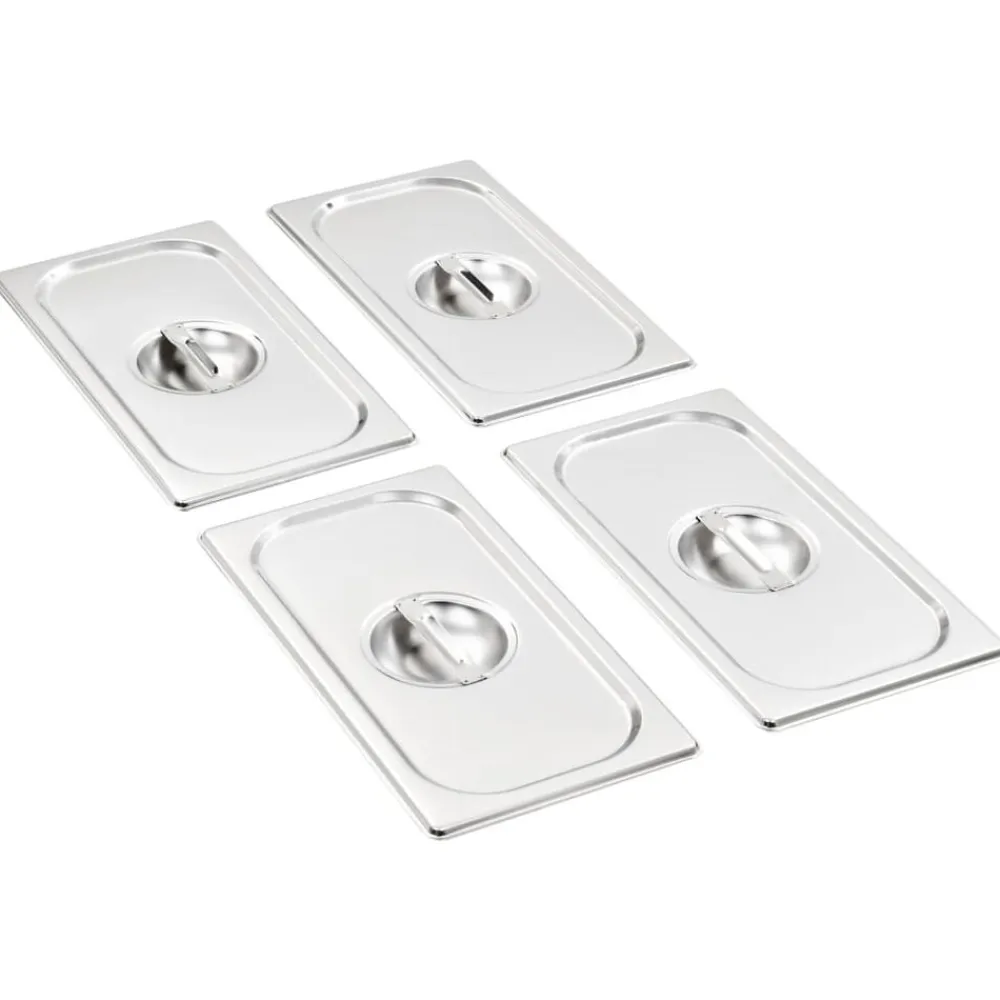 vidaXL Tapas para bandejas Gastronorm 1/3 acero inoxidable 4 unidades Clearance