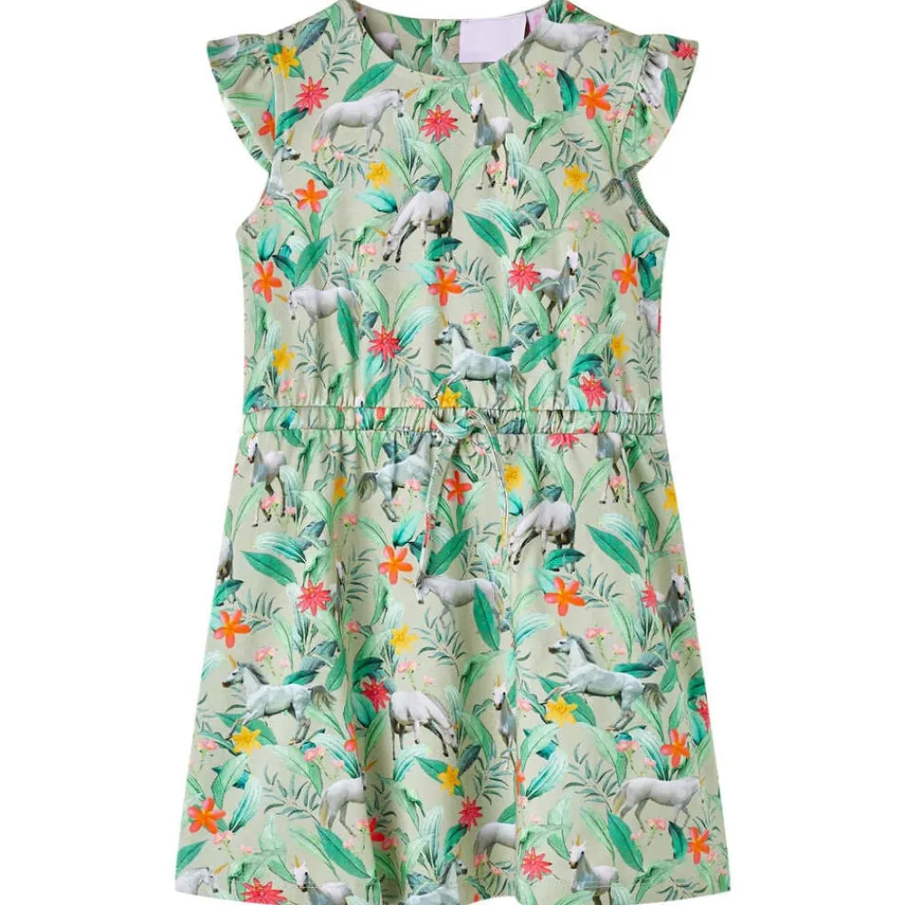 vidaXL Ropa Y Accesorios-Vestido infantil con mangas volantes caqui claro 104