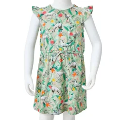vidaXL Ropa Y Accesorios-Vestido infantil con mangas volantes caqui claro 104