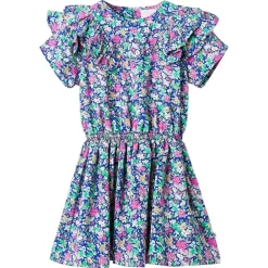 vidaXL Ropa Y Accesorios-Vestido infantil de mangas con volantes azul cobalto 92