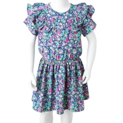 vidaXL Ropa Y Accesorios-Vestido infantil de mangas con volantes azul cobalto 92