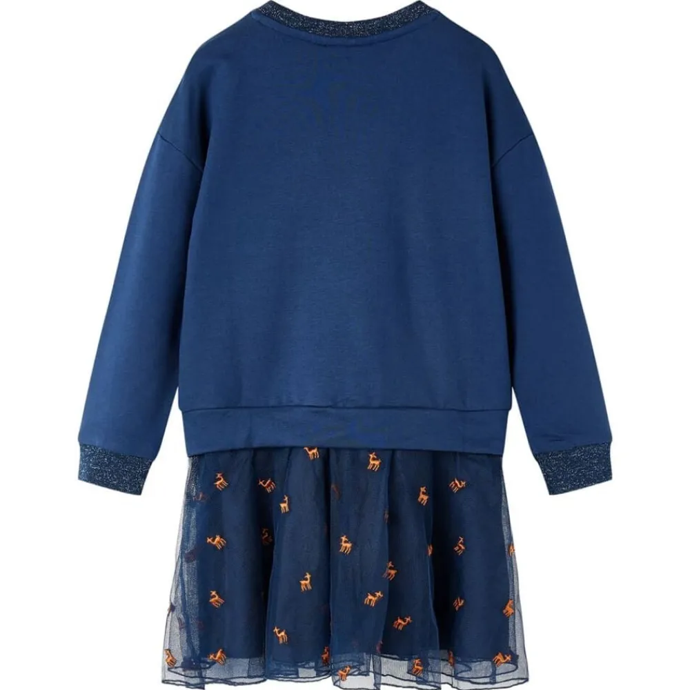 vidaXL Ropa Y Accesorios-Vestido infantil de manga larga azul marino 92
