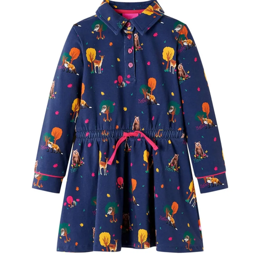 vidaXL Vestido infantil de manga larga cordón azul marino 92 Best