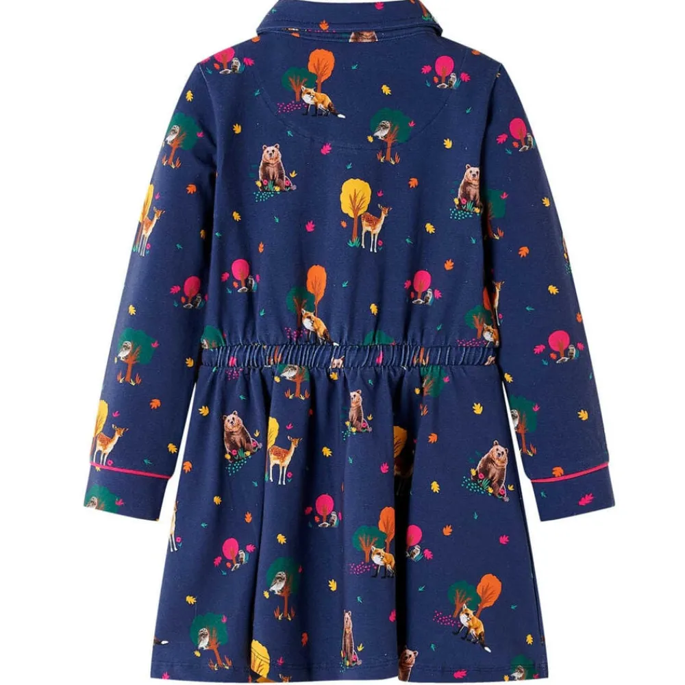 vidaXL Vestido infantil de manga larga cordón azul marino 92 Best