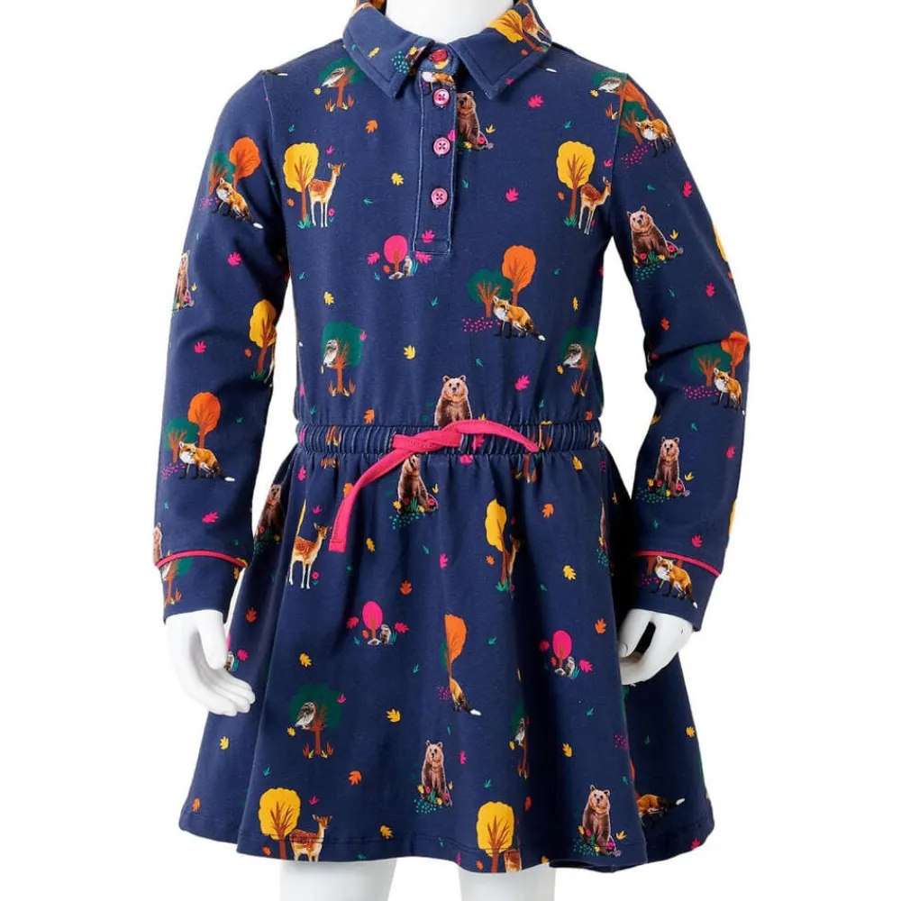 vidaXL Vestido infantil de manga larga cordón azul marino 92 Best