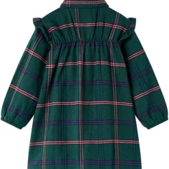 vidaXL Ropa Y Accesorios-Vestido infantil de manga larga y volantes verde oscuro 92