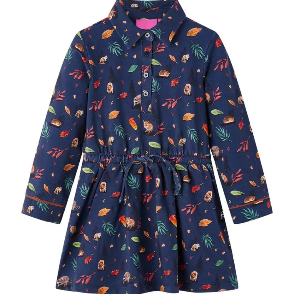 vidaXL Vestido infantil de manga larga azul marino 92 Best