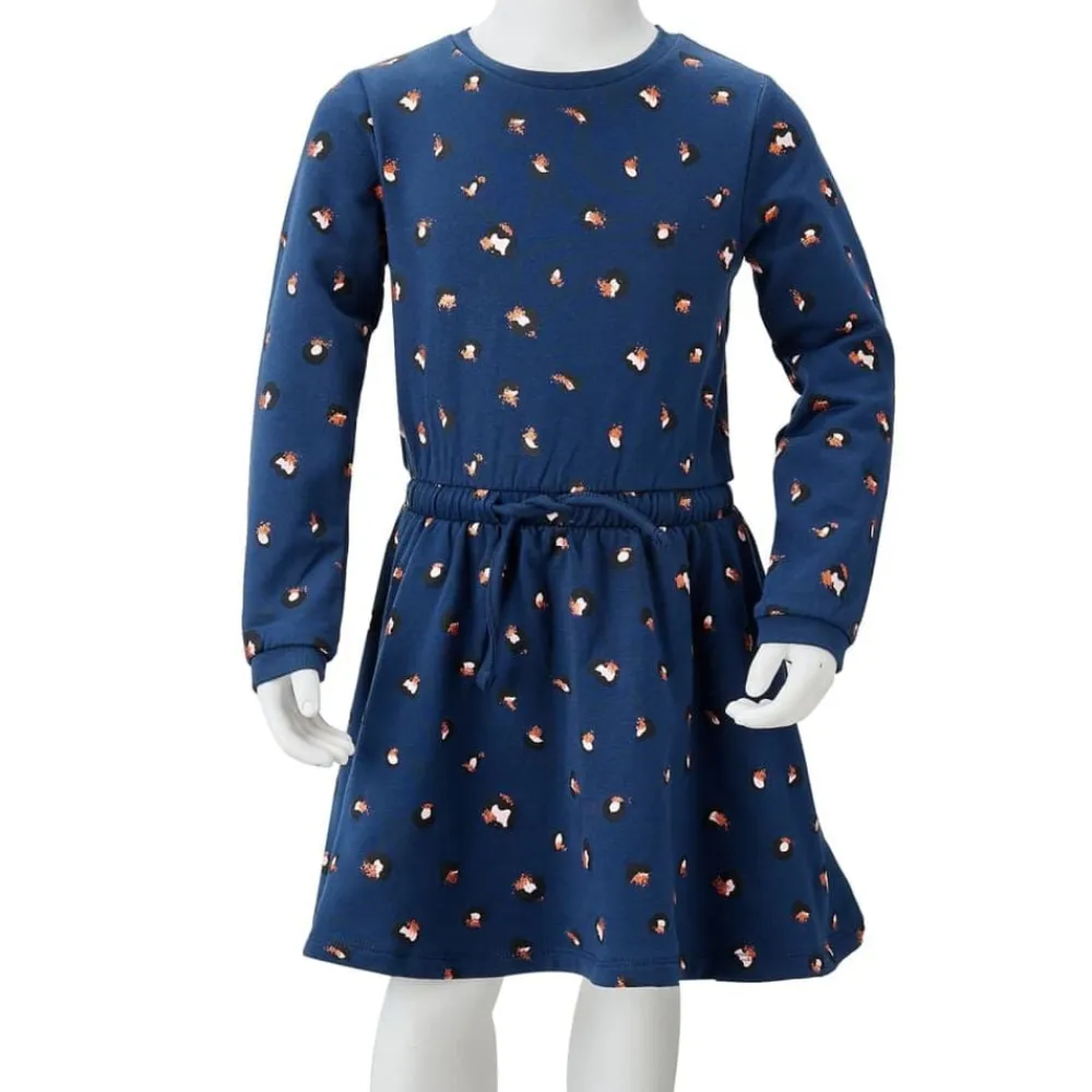 vidaXL Vestido infantil de manga larga azul marino 104 Best