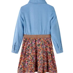 vidaXL Vestido infantil de manga larga azul marino y vaquero 104