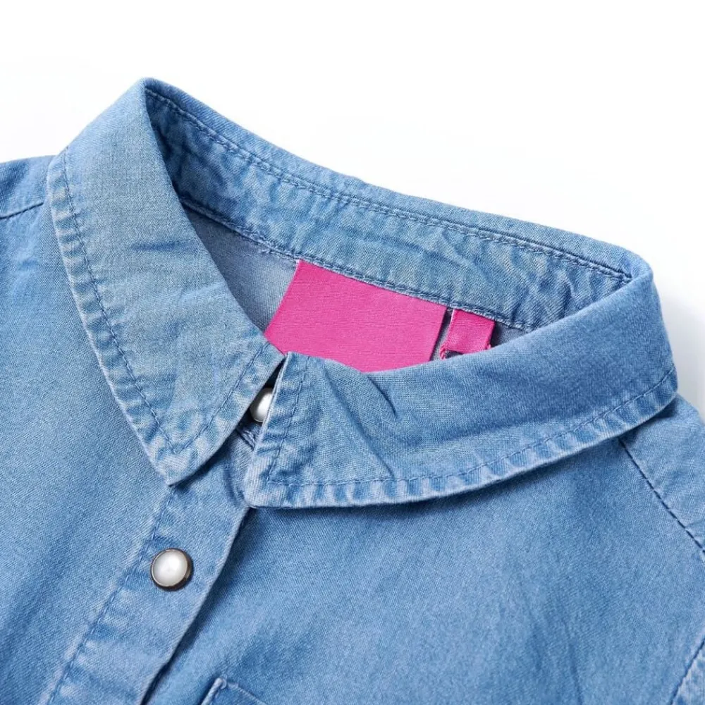 vidaXL Vestido infantil de manga larga azul marino y vaquero 104